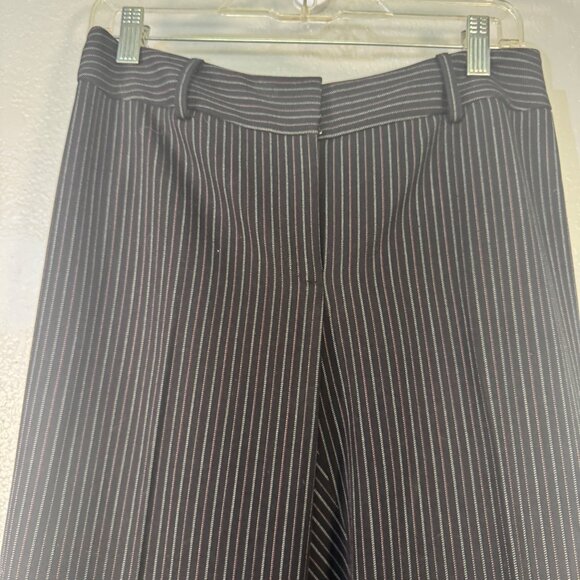 Alfani Pinstripe Wide Leg Black Trousers Size 6 Polyester Blend Stretch - Picture 2 of 7